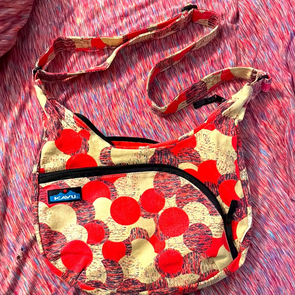 Kavu Red and Cream Polka Dot Shoulder Bag